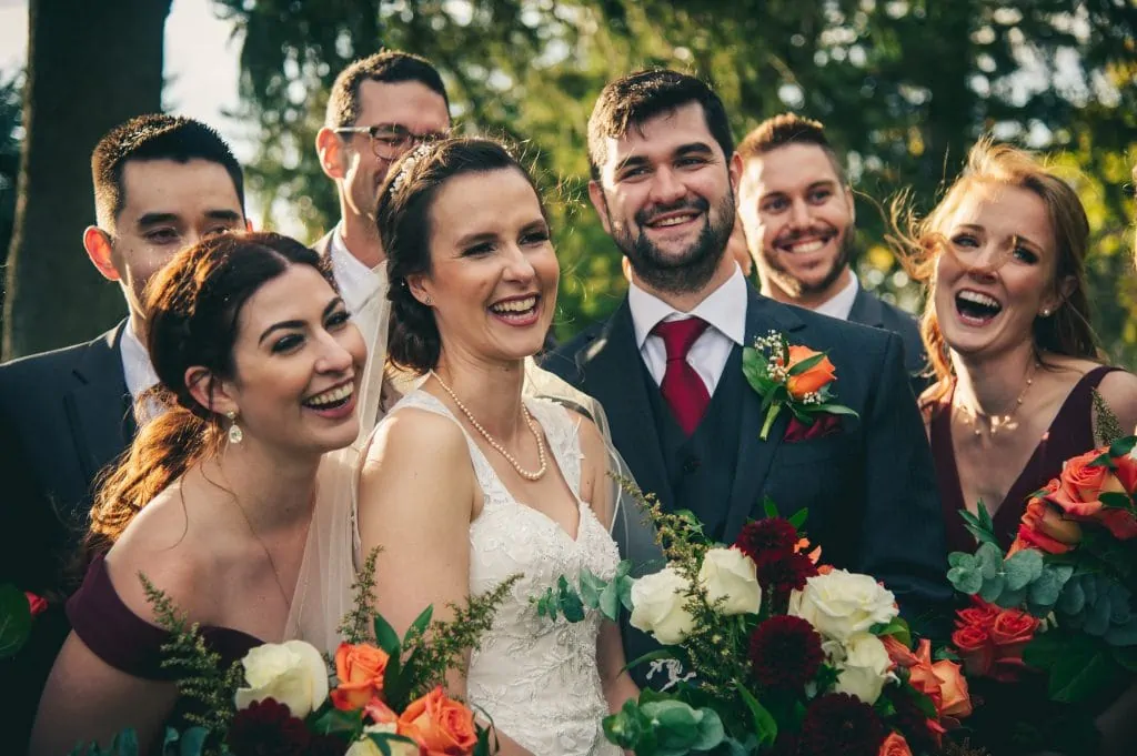 candid bridal party shot